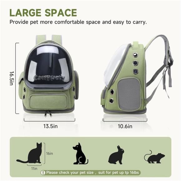 Cat Backpack Carrier, Breathable Cat Carrier Large Space Bubble Pet Backpack - Picture 6 of 7